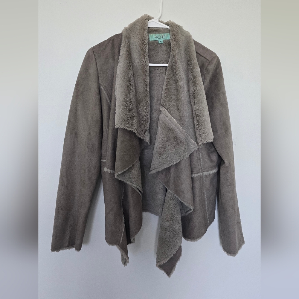 Karlie Gray Teddy Jacket Long Length Wide Lapel
